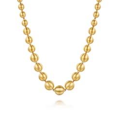 14K Yellow Gold Graduating Bujukan Bead Chain Necklace
