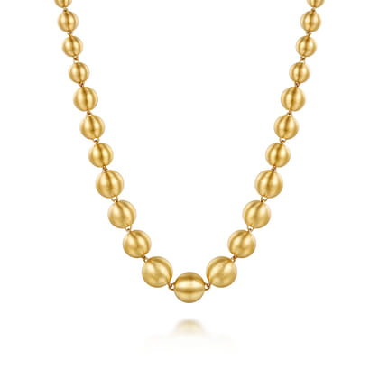 14K Yellow Gold Graduating Bujukan Bead Chain Necklace