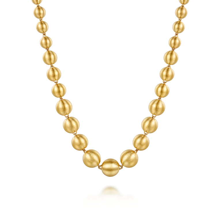 14K Yellow Gold Graduating Bujukan Bead Chain Necklace - Shot 1