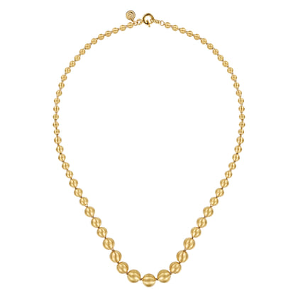 14K Yellow Gold Graduating Bujukan Bead Chain Necklace