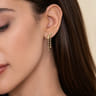 14K Yellow Gold Graduating Bujukan Beaded Ear Climber Chandelier Earrings