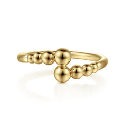 14K Yellow Gold Graduating Bujukan Beads Bypass Ring