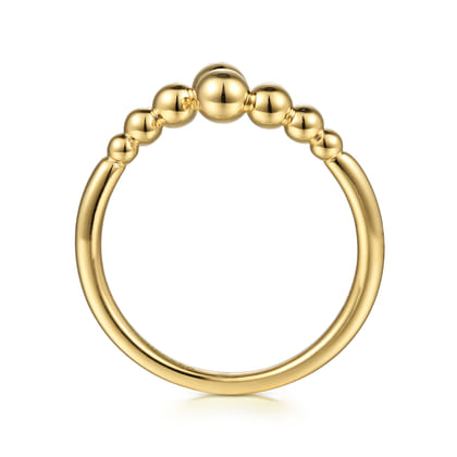 14K Yellow Gold Graduating Bujukan Beads Bypass Ring