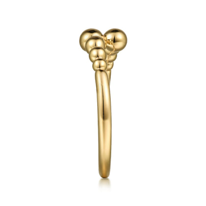 14K Yellow Gold Graduating Bujukan Beads Bypass Ring