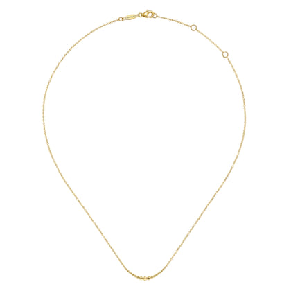 14K Yellow Gold Graduating Bujukan Beads Curved Bar Necklace