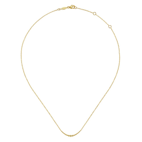 14K Yellow Gold Graduating Bujukan Beads Curved Bar Necklace - Shot 2