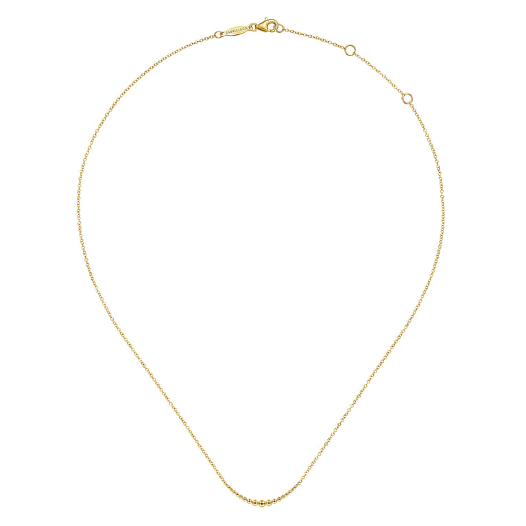 14K Yellow Gold Graduating Bujukan Beads Curved Bar Necklace - Shot 2