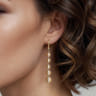 14K Yellow Gold Graduating Bujukan Beads Leverback Drop Earrings