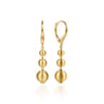 14K Yellow Gold Graduating Bujukan Beads Leverback Drop Earrings