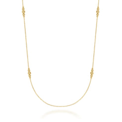 14K Yellow Gold Graduating Bujukan Beads Station Necklace