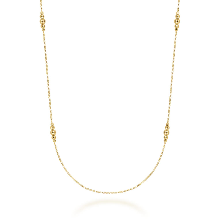 14K Yellow Gold Graduating Bujukan Beads Station Necklace - Shot 1