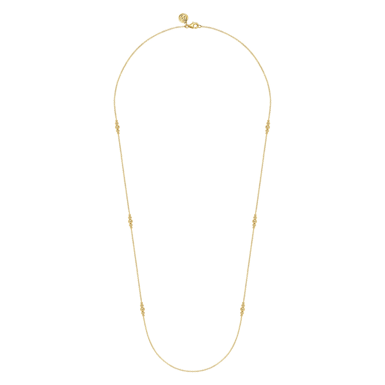14K Yellow Gold Graduating Bujukan Beads Station Necklace - Shot 2