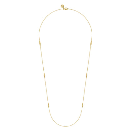 14K Yellow Gold Graduating Bujukan Beads Station Necklace