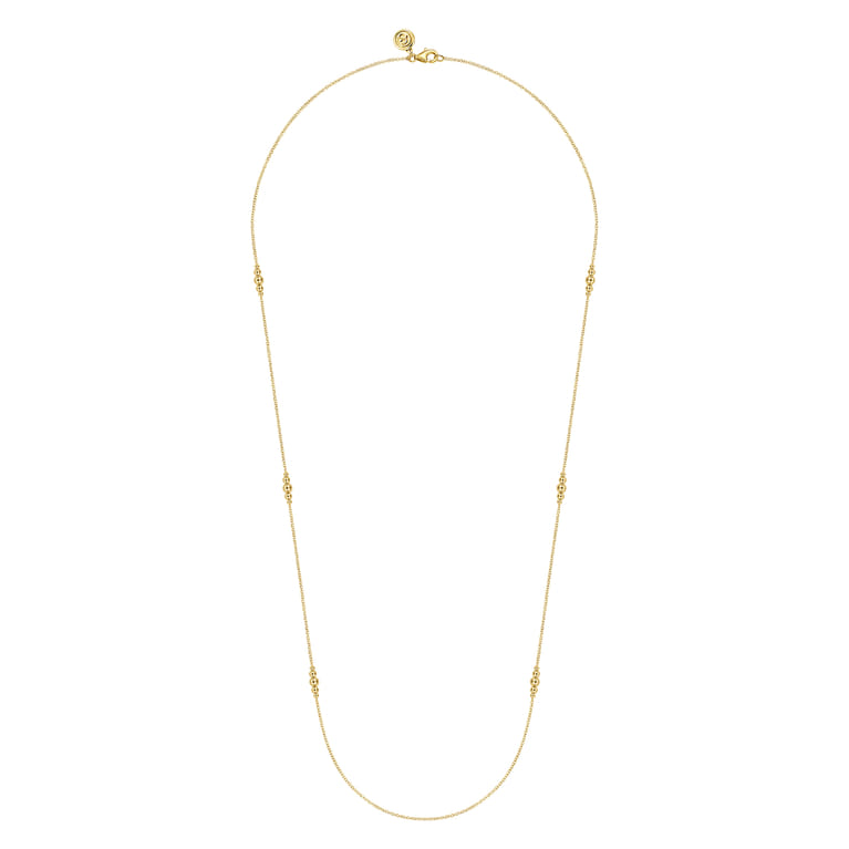 14K Yellow Gold Graduating Bujukan Beads Station Necklace - Shot 2