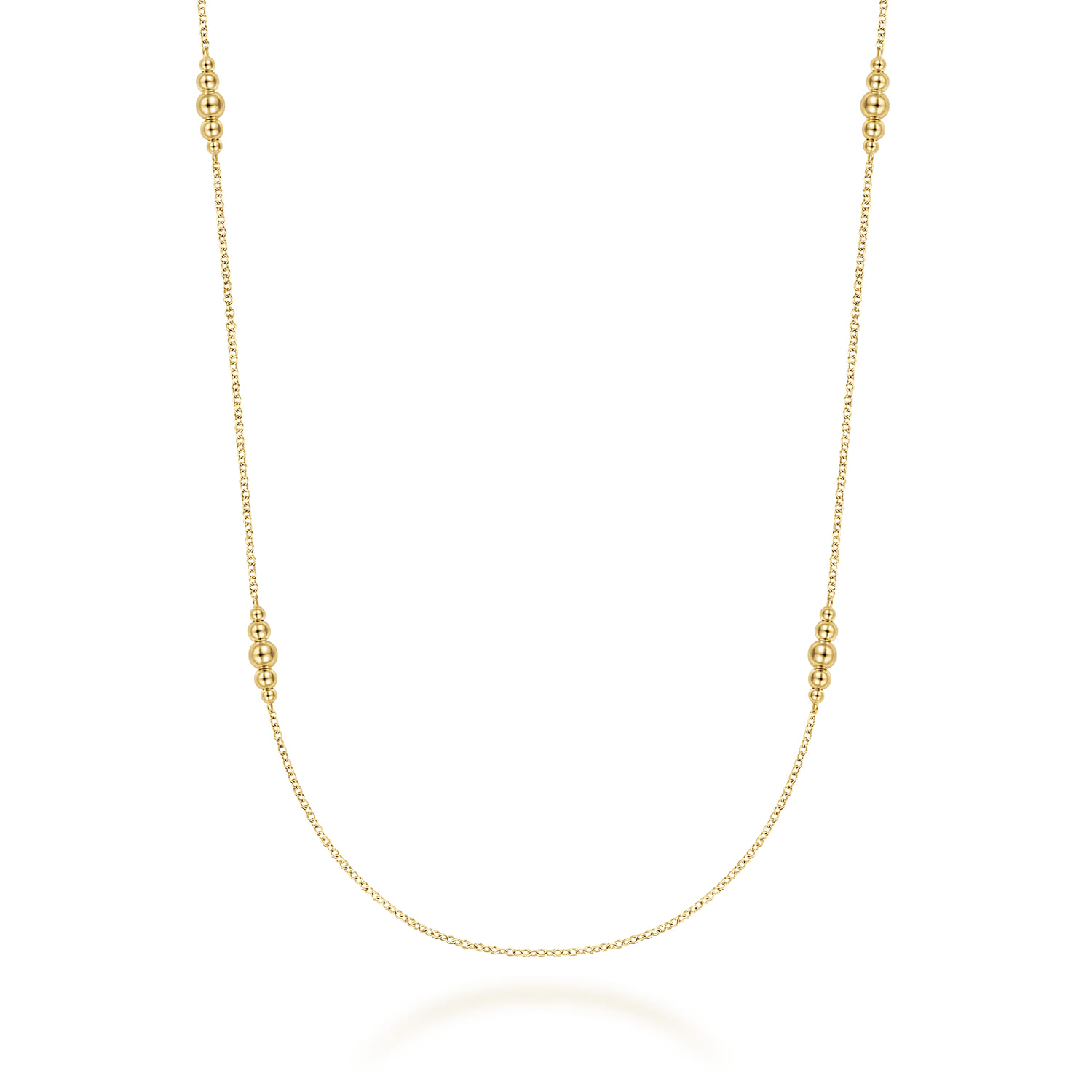 14K Yellow Gold Graduating Bujukan Beads Station Necklace - Shot 1