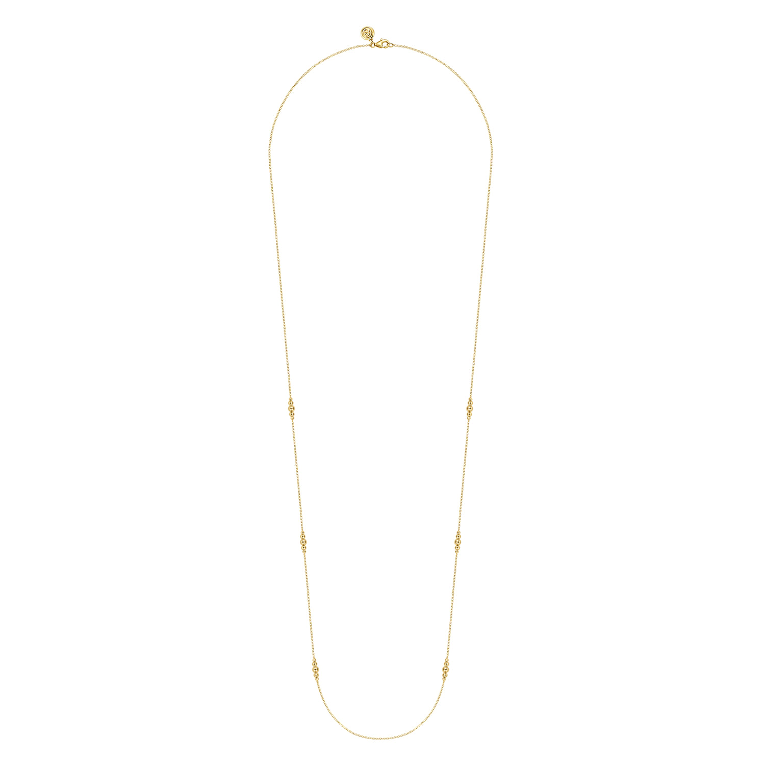 14K Yellow Gold Graduating Bujukan Beads Station Necklace - Shot 2