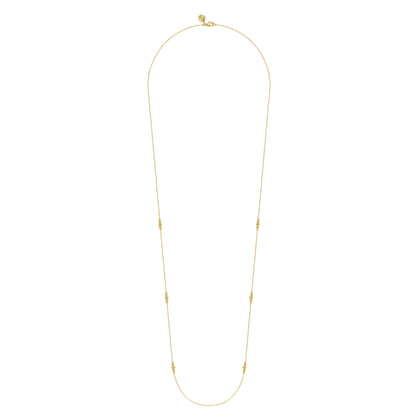 14K Yellow Gold Graduating Bujukan Beads Station Necklace