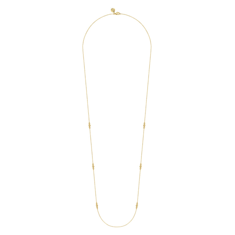 14K Yellow Gold Graduating Bujukan Beads Station Necklace - Shot 2