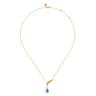 14K Yellow Gold Graduating Bujukan Pear Blue Topaz Y Necklace