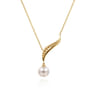 14K Yellow Gold Graduating Bujukan Pearl Y Necklace