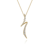 14K Yellow Gold Graduating Diamond Bypass Pendant Necklace