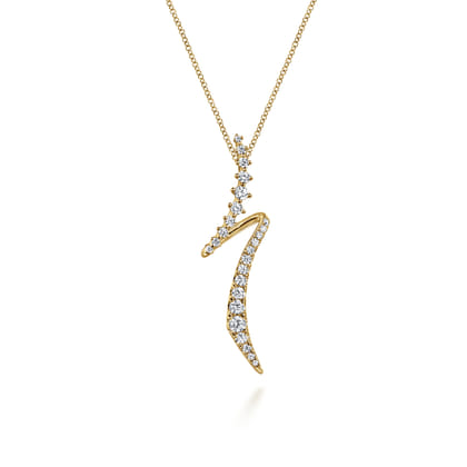 14K Yellow Gold Graduating Diamond Bypass Pendant Necklace