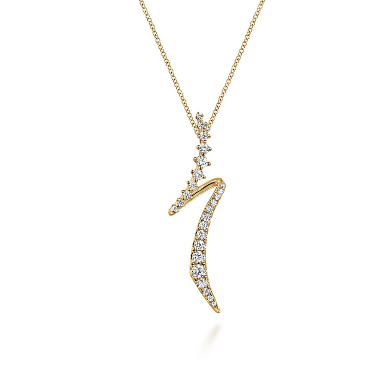 14K Yellow Gold Graduating Diamond Bypass Pendant Necklace - 0.77 ct - Shot 1