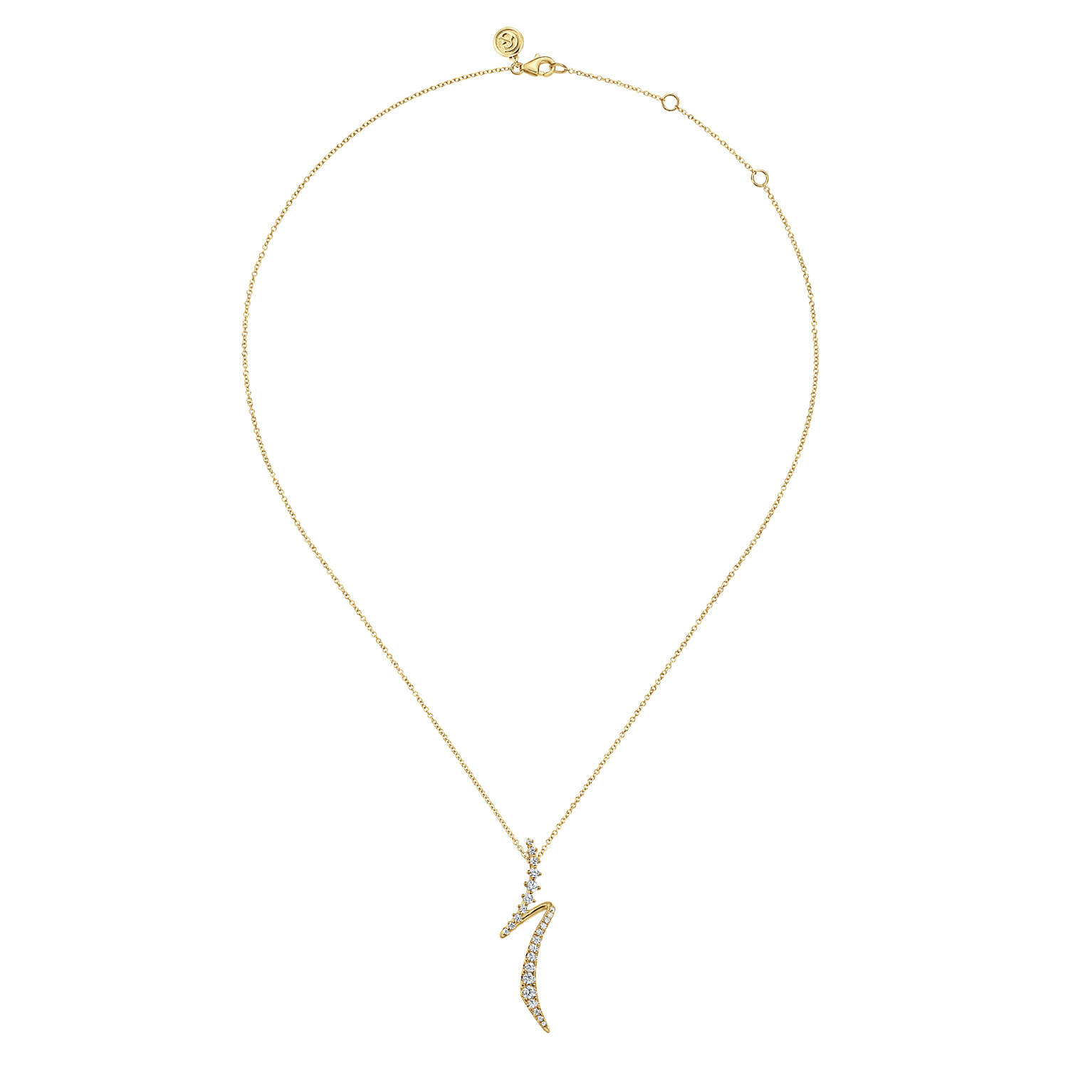 14K Yellow Gold Graduating Diamond Bypass Pendant Necklace - 0.77 ct - Shot 2