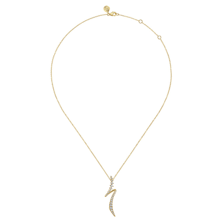 14K Yellow Gold Graduating Diamond Bypass Pendant Necklace - 0.77 ct - Shot 2