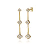 14K Yellow Gold Graduating Diamond Clover Stud Drop Earrings - 0.5 ct