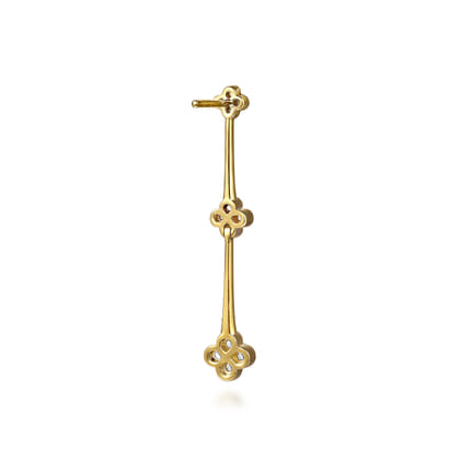 14K Yellow Gold Graduating Diamond Clover Stud Drop Earrings