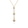 14K Yellow Gold Graduating Diamond Clover Vertical Bar Necklace - 0.5 ct