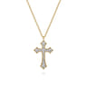 14K Yellow Gold Graduating Diamond Cross Necklace - 0.3 ct