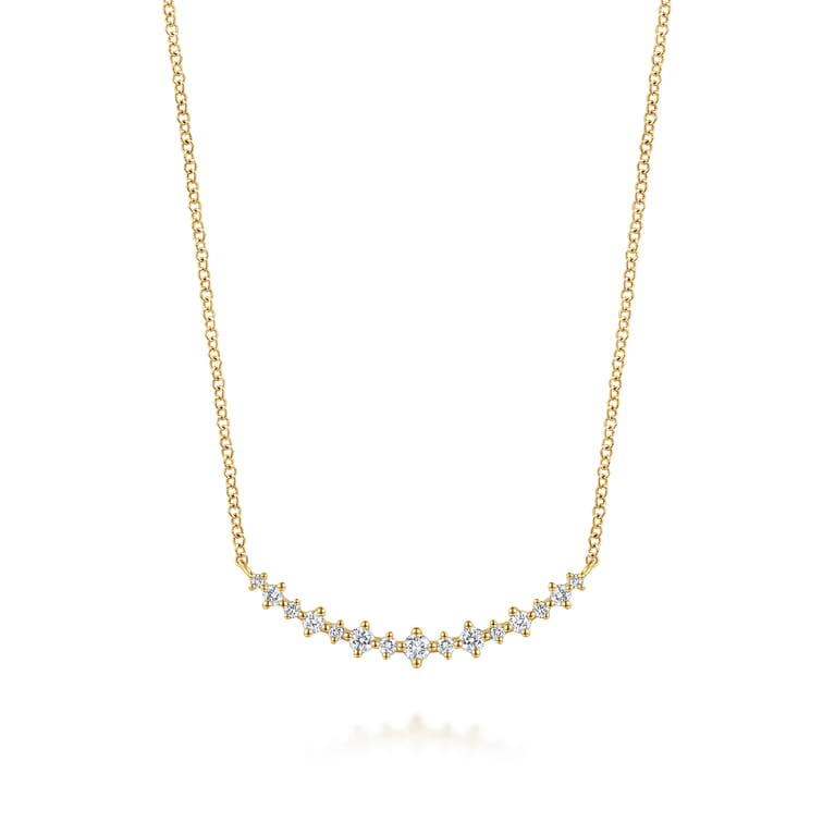 14K Yellow Gold Graduating Diamond Curved Bar Necklace - 0.25 ct - Shot 1
