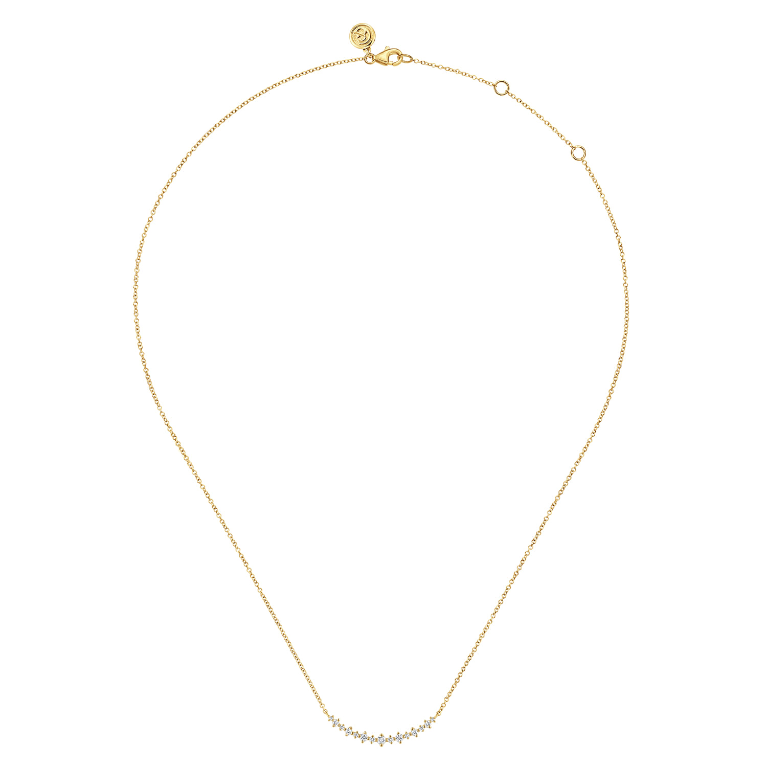 14K Yellow Gold Graduating Diamond Curved Bar Necklace - 0.25 ct - Shot 2