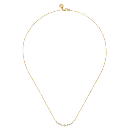 14K Yellow Gold Graduating Diamond Curved Bar Necklace