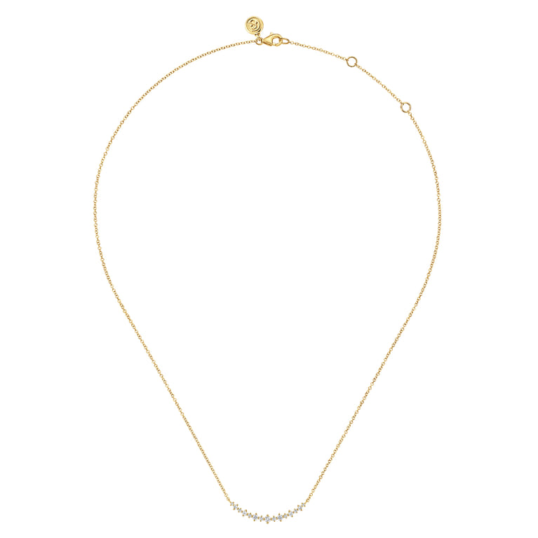 14K Yellow Gold Graduating Diamond Curved Bar Necklace - 0.25 ct - Shot 2