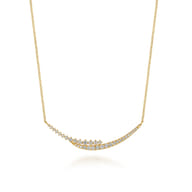 14K Yellow Gold Graduating Diamond Curved Bar Necklace