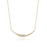 14K Yellow Gold Graduating Diamond Curved Bar Necklace - 0.5 ct
