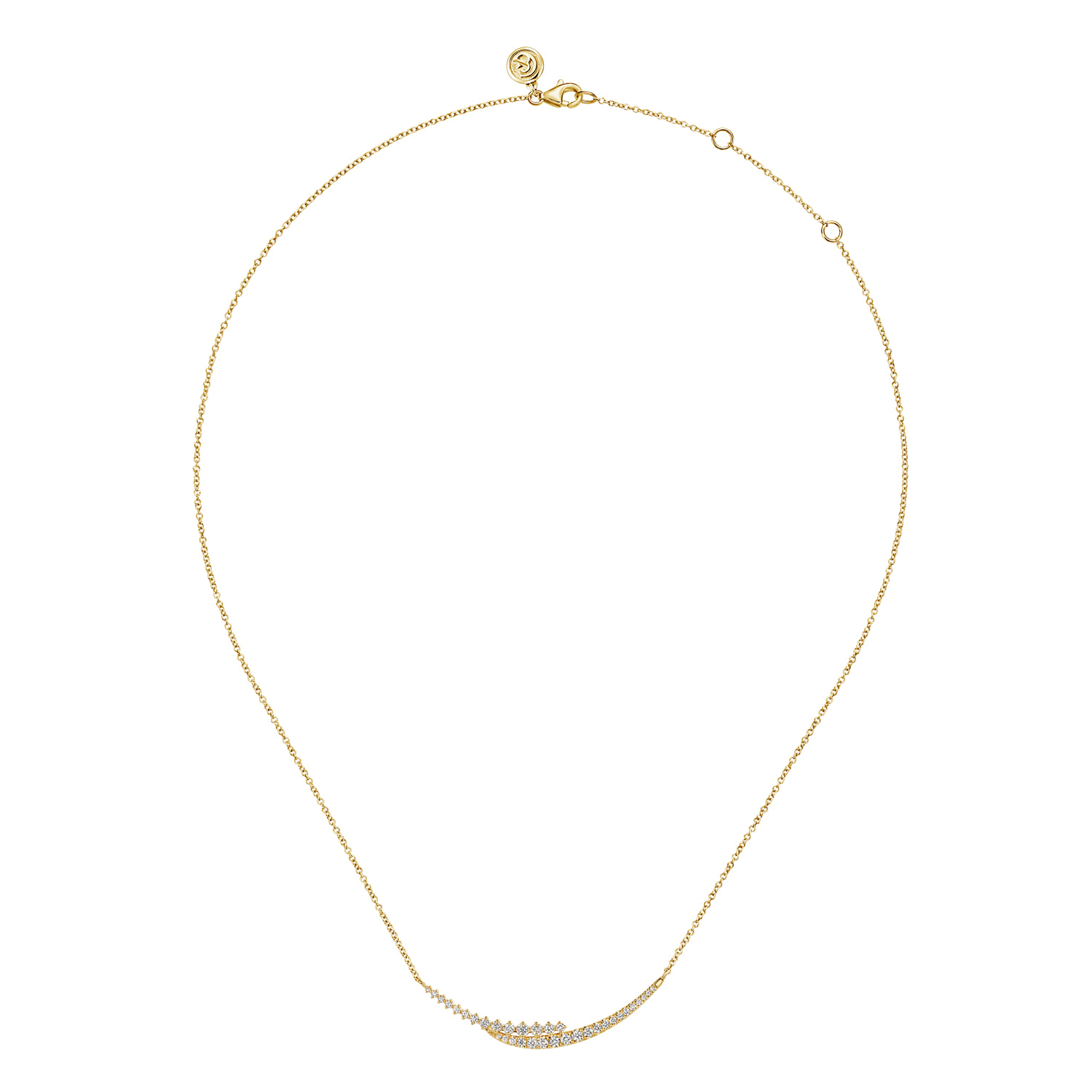 14K Yellow Gold Graduating Diamond Curved Bar Necklace - 0.5 ct - Shot 2