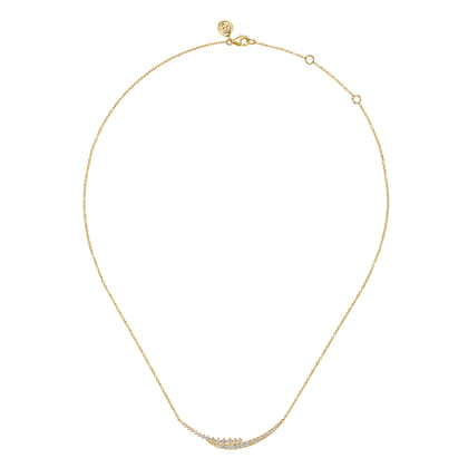 14K Yellow Gold Graduating Diamond Curved Bar Necklace