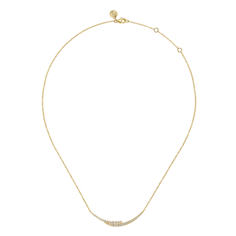 14K Yellow Gold Graduating Diamond Curved Bar Necklace - 0.5 ct - Shot 2