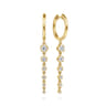 14K Yellow Gold Graduating Diamond Huggie Drop Earrings - 0.75 ct