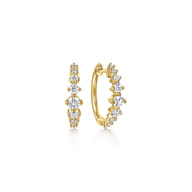 14K Yellow Gold Graduating Diamond Huggie Earrings