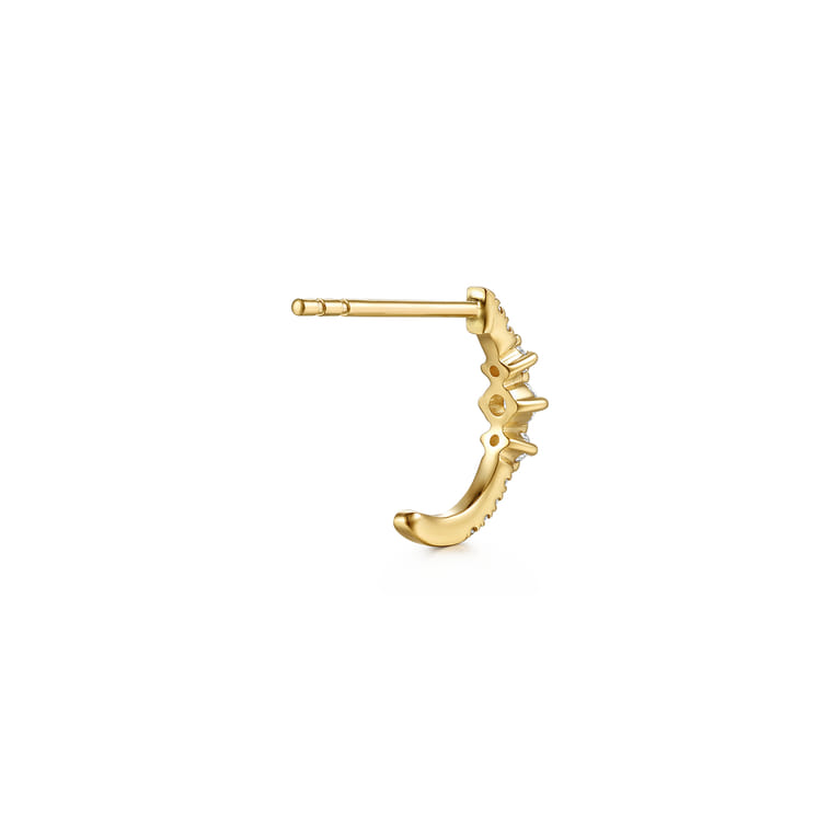 14K Yellow Gold Graduating Diamond Huggie Earrings - 0.25 ct - Shot 2