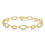 14K Yellow Gold Graduating Diamond Link Tennis Bracelet