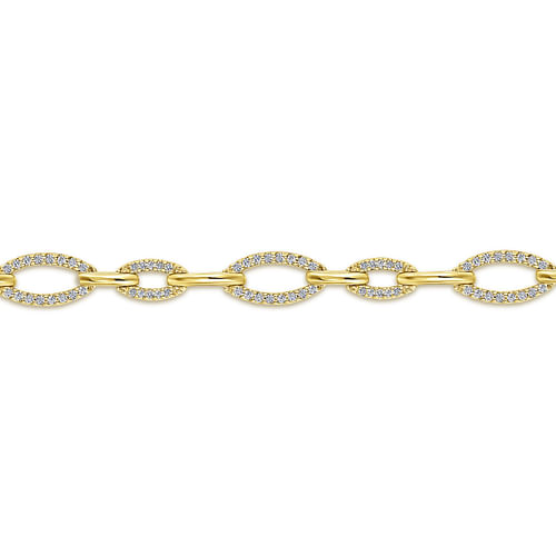 14K Yellow Gold Graduating Diamond Link Tennis Bracelet - 0.9 ct - Shot 2