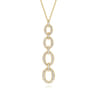 14K Yellow Gold Graduating Diamond Oval Link Drop Pendant Necklace - 1.51 ct