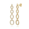 14K Yellow Gold Graduating Diamond Oval Link Stud Drop Earrings - 1.05 ct