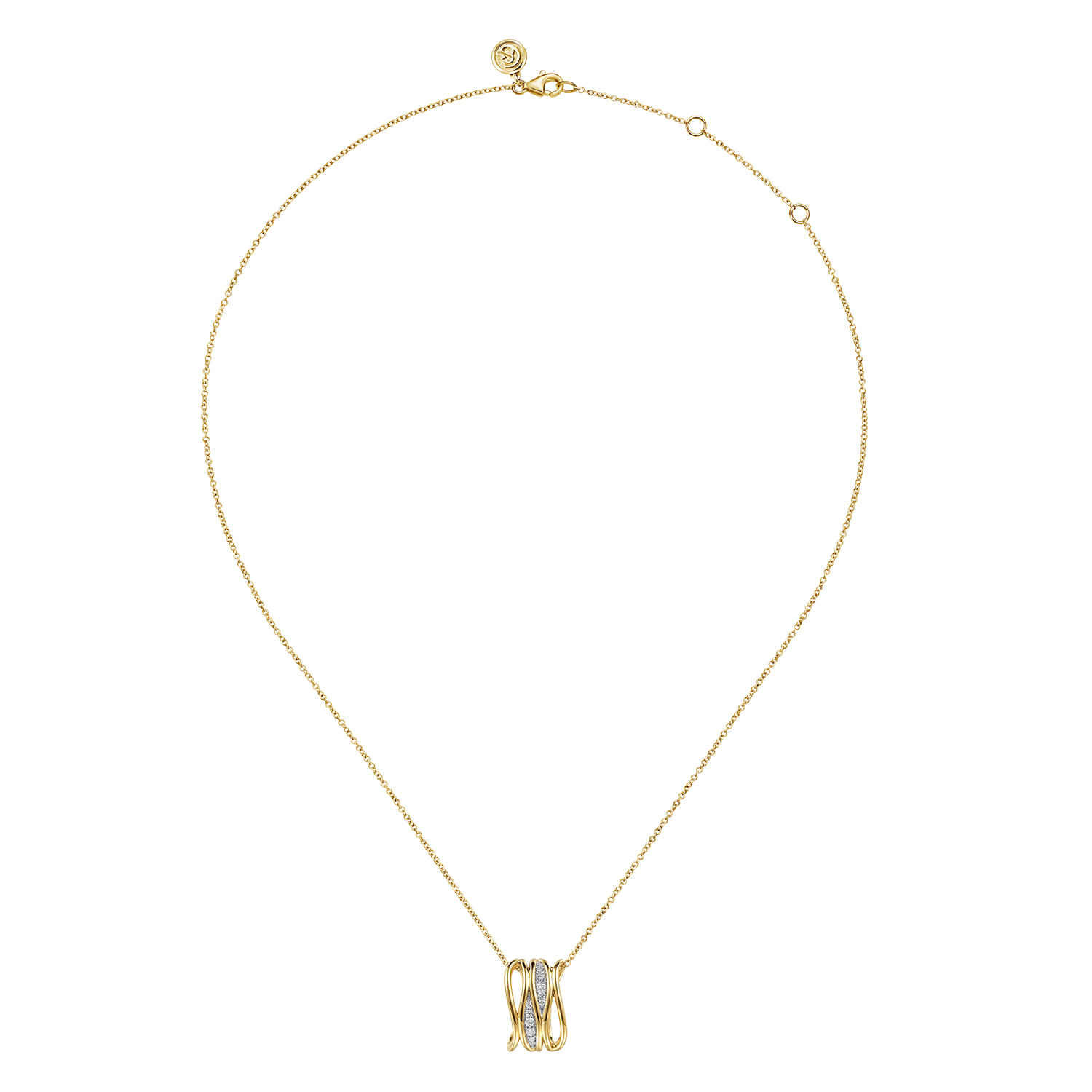 14K Yellow Gold Graduating Diamond Pendant Necklace - 0.14 ct - Shot 3